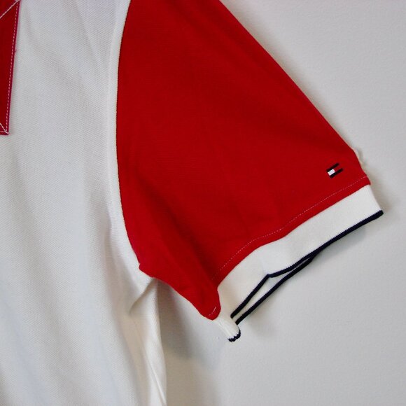 Tommy Hilfiger Polo Shirt Logo White Red Blue Stripe NEW WITH TAGS NWT Size XL - Picture 8 of 12